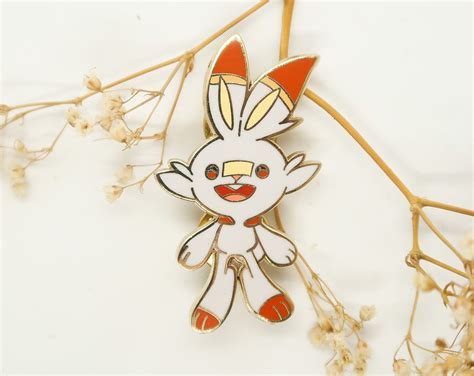 Scorbunny Gold Enamel Pin Galar Starterpokemoncute Etsy