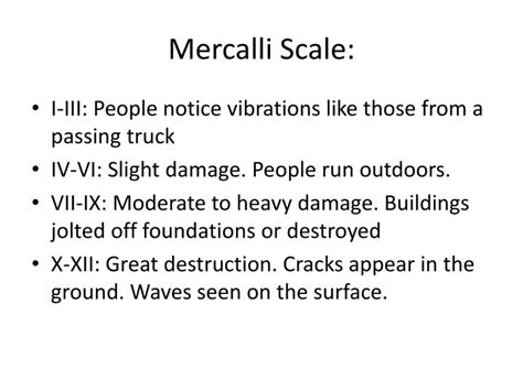 Mercalli Scale Diagram