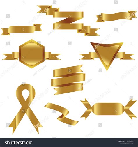 Gold Ribbon Set Isolated Celebration Winner Stock Vector Royalty Free 1734905804 Shutterstock