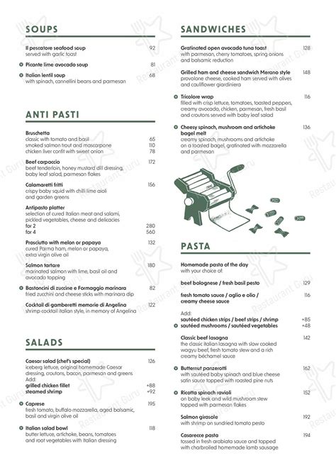 Menu Au La Pergola Restaurant Johannesburg