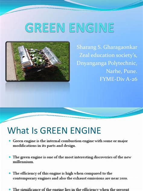 green engine  engines exhaust gas