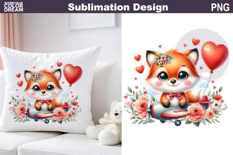 Cute Fox Valentine Sublimation Graphic By Watercolorcolordream