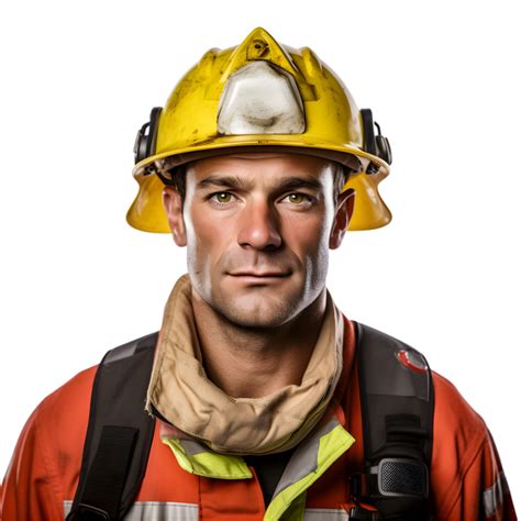 Ai Generated Portrait Of Firefighter On Transparent Background Png