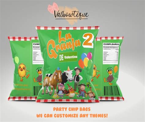 La Granja De Zenon Chip Bag Template Party Favors Chip Bag Farm Party