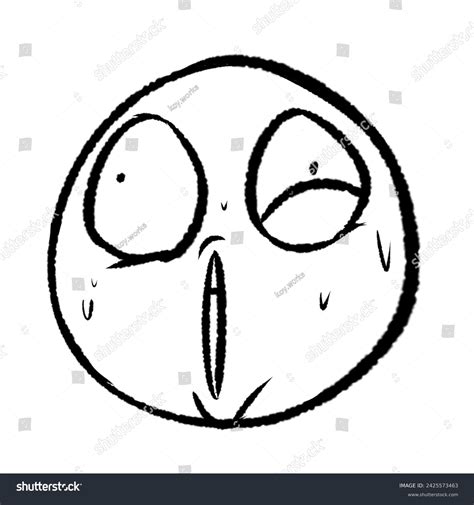 Outline Funny Panic Ugly Face Emoticons Stock Illustration 2425573463