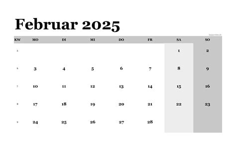 Kalender Februar Zum Ausdrucken Pdf Xls Png