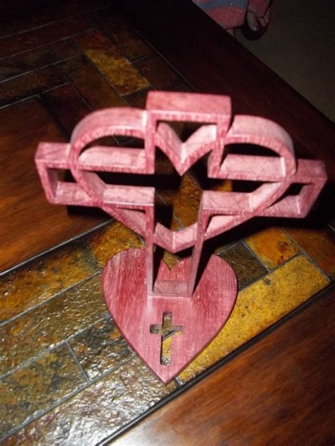 Purpleheart Cross With Heart Etsy