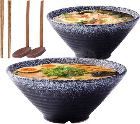 Japanische 9 Zoll Keramik Ramen Nudelsuppeschüssel 2 Sätze 6 Stück