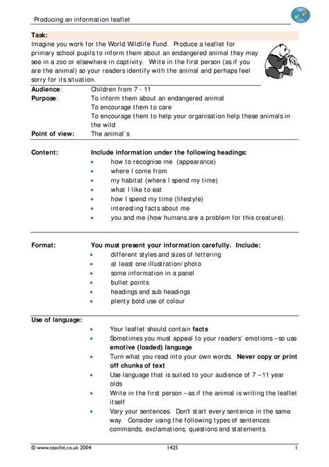 Producing an information leaflet|KS3 English|Teachit