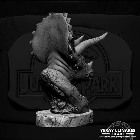 TRICERATOPS JURASSIC PARK FANART SCULPTURE BUST 3D model 3D printable ...