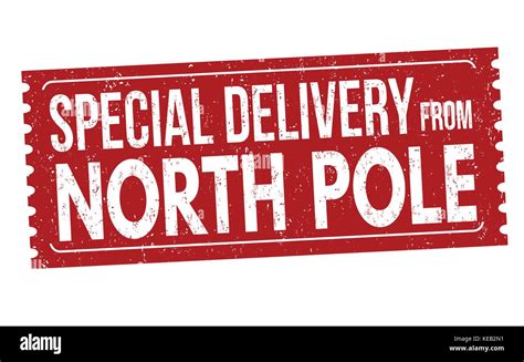 Special Delivery From North Pole Grunge Rubber Stamp On White