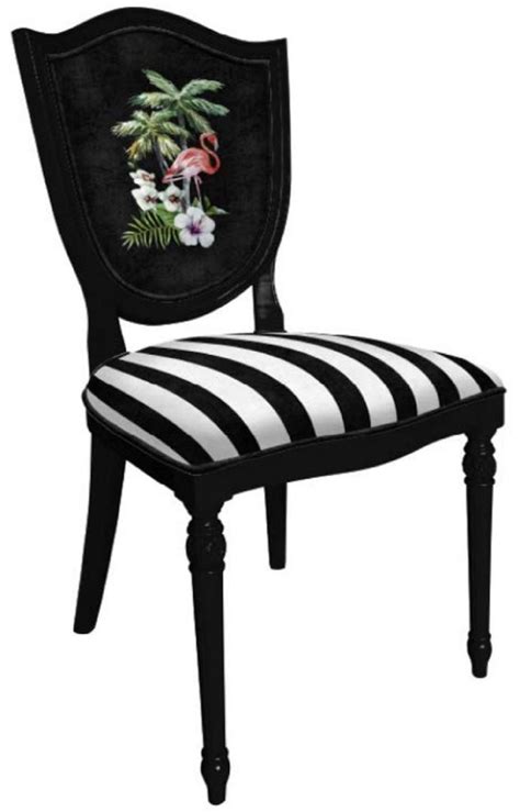 Casa Padrino Art Deco Dining Chair White Multicolored Black