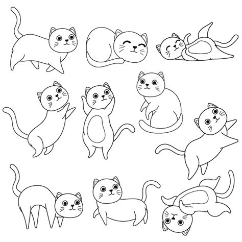 Premium Vector Hand Drawn Cats Outline