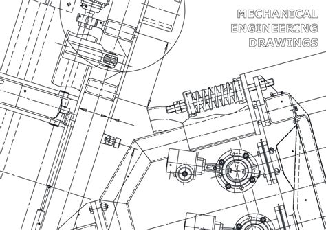 Cubrir Dibujos De Ingeniería De Vectores Fabricación De Instrumentos Mecánicos Antecedentes