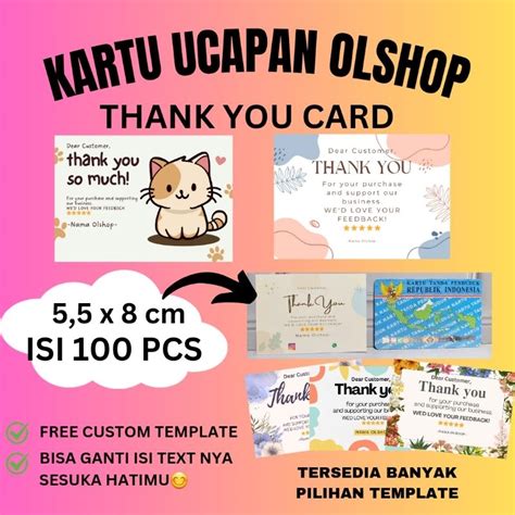 Jual HEMAT ISI 100 KARTU UCAPAN TERIMA KASIH OLSHOP THANK YOU CARD FREE