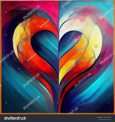 Abstract Art Painting Colorful Love Heart Stock Photo 2217562539 ...