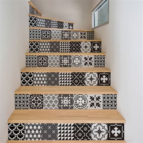 Stickers Escalier Carreaux De Ciment Cynida X Ambiance Sticker Col