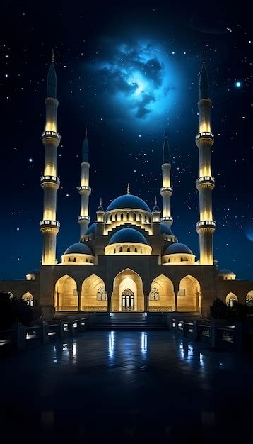 Intricate mosque building and architecture at night | AI-generated image