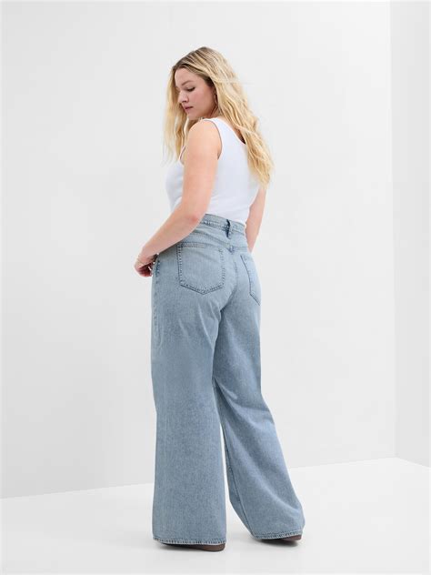 High Rise Wide Leg Jeans With Washwell Gap Factory