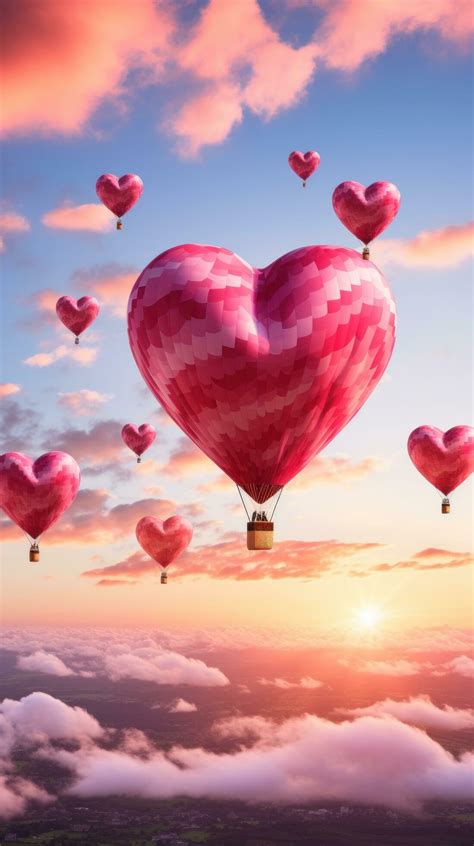 Heart Shaped Hot Air Balloons In The Sky Stock Photo At Vecteezy