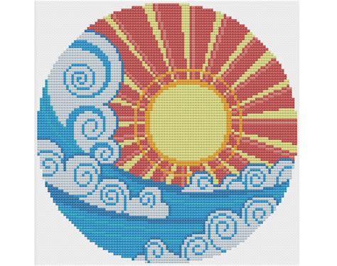 Ocean Sunset Counted Cross Stitch Pattern X Stitch Pdf Etsy Uk