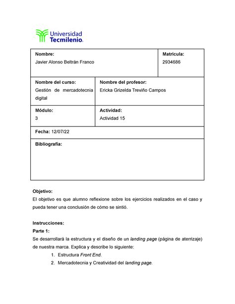 Actividad 15 MKT Nombre Javier Alonso Beltrán Franco Matrícula