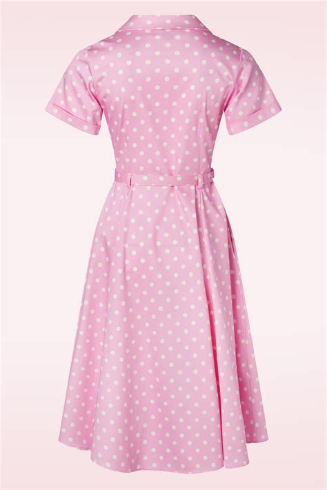 Collectif Clothing Caterina Polka Swing Kleid In Rosa Einkaufen Bei