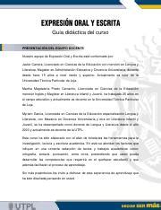 Gu a did íctica Expresi n Oral y Escrita pdf Guía didáctica del