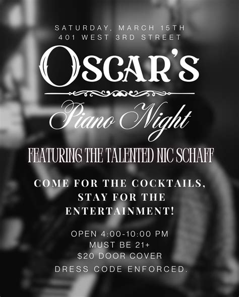 Oscar's - 🎹 PIANO NIGHT SATURDAY 🎹 Come join us for Piano Night this