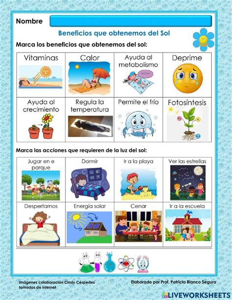 Beneficios Que Nos Brinda El Sol Worksheet School Subjects Workbook