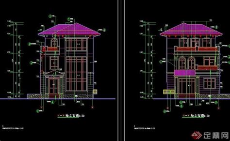 详细的独栋多层欧式居住别墅cad施工图