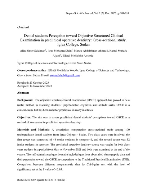 Pdf Dental Students Perception Toward Objective Structured Clinical