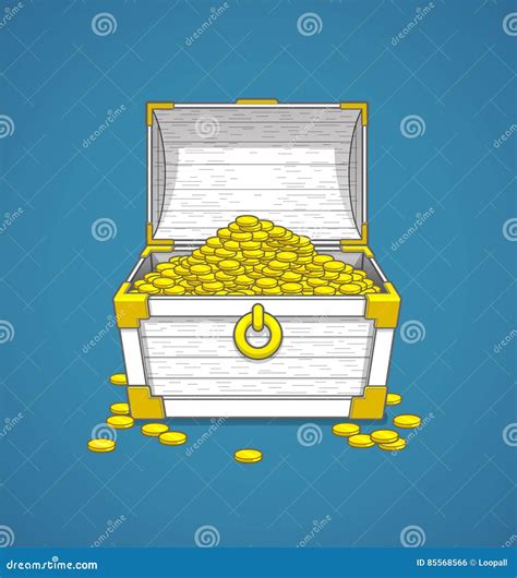 Pirates Trunk Chest Full Of Gold Coins Treasures Stock Vector