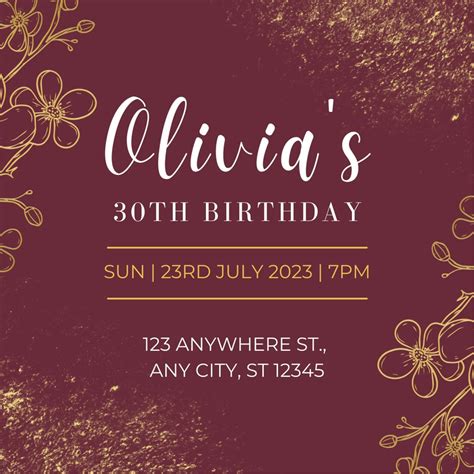 Free Printable Adult Birthday Invitation Templates Canva