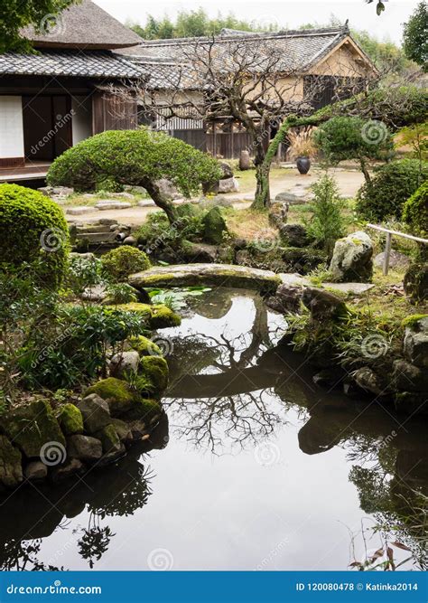 Traditional Japanese Garden with Pond in Samurai Residence Editorial Stock Photo - Image of ...