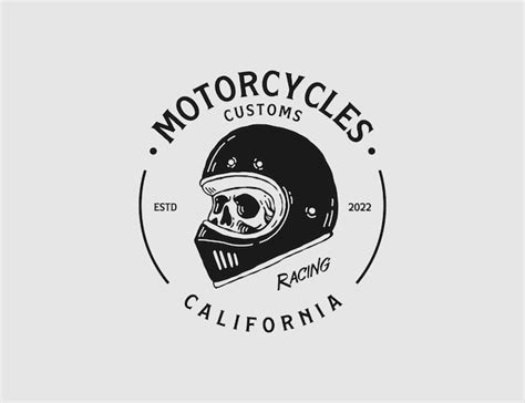 Calavera Con Logo De Casco De Moto Retro Vector Premium