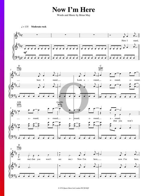 Now Im Here Queen Piano Sheet Music Oktav