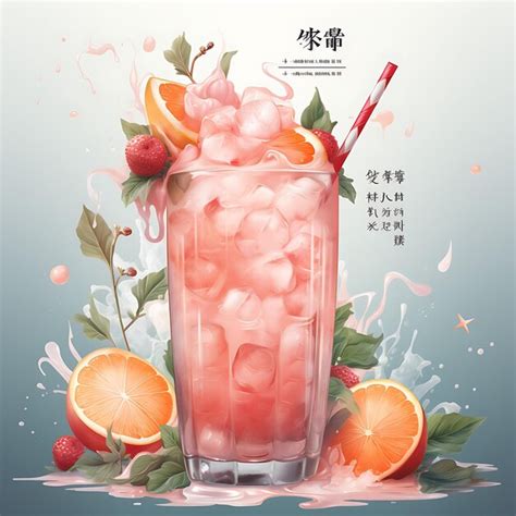 Premium Photo Design Of China Lychee Rose Drink Lychee Rose Syrup