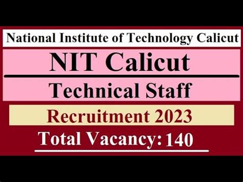 NIT Calicut Recruitment 2023 NIT Calicut Technical Staff Recruitment