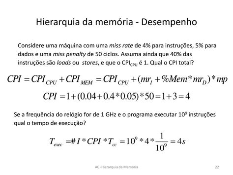 PPT Hierarquia da Memória Conceitos Fundamentais e Desempenho