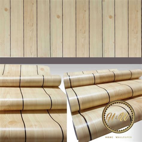 Jual Wallpaper Sticker Dinding Motif Kayu Muda Garis Ukuran 10m × 45cm