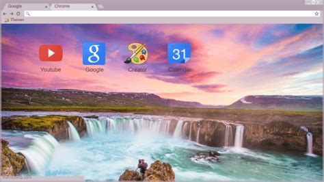 Waterfall Sunset Chrome Theme Themebeta