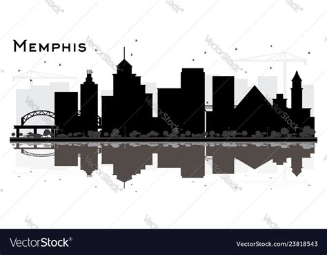 Memphis Tennessee Skyline Silhouette With Black Vector Image