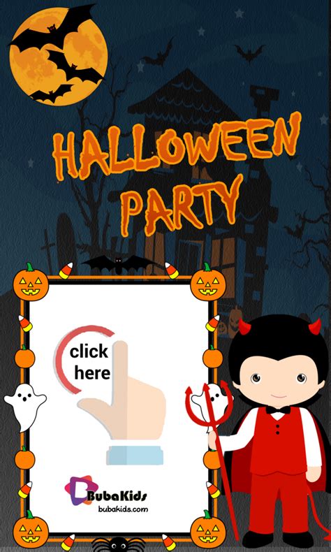 Free and printable Halloween party invitation template. | BubaKids.com