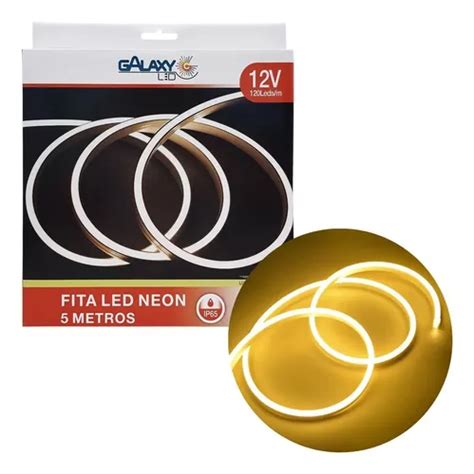 Fita Led Neon Branco Quente 3000k 12v Rolo 5 Metros 12w M Cor Da Luz