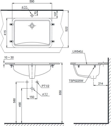 Lw540j อ่างล้างหน้า แบบฝังใต้เคาน์เตอร์ Toto