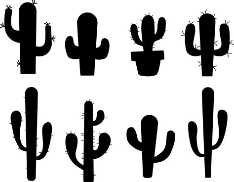 Cacti Silhouettes Desert Plants Collection Simple Style Isolated Illustration 20340528 Vector