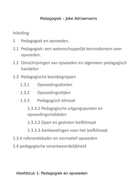 Samenvatting Sem Pedagogiek Joke Adriaensens Hoofdstuk