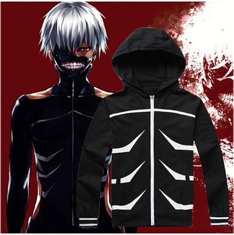 Anime Tokyo Ghoul Kaneki Ken Cosplay Hoodie Zipper Up Coat Jacket Thick