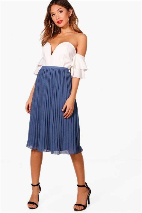 Boohoo Chiffon Pleated Midi Skirt Pleated Midi Skirt Midi Skirt